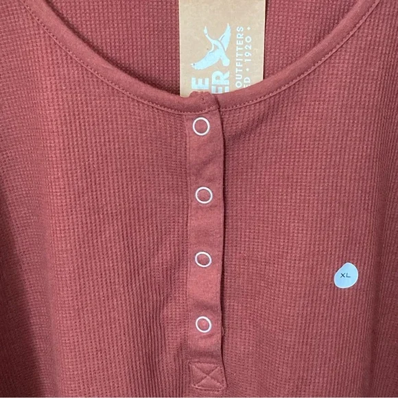 Eddie Bauer Thermal Waffle Knit Henley Shirt - Picture 3 of 6